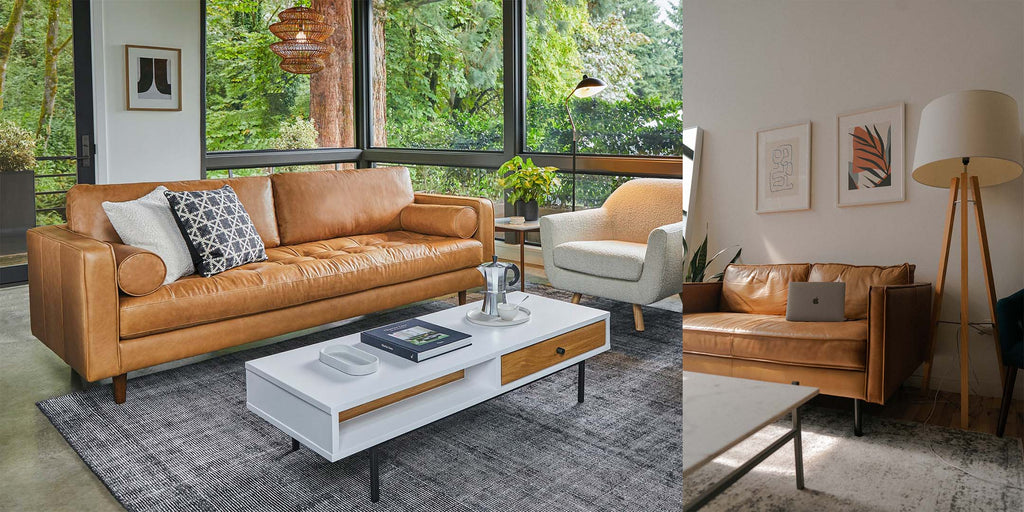 Myth #2 - Leather sofas are only for traditional interior style - Ashla Faux Leather Sofa