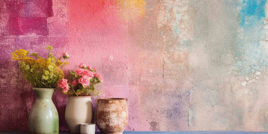 Close-up image of a colourful textured wall in a living room, illustrating a practical tip for creating and enhancing a focal point through the use of colour and texture, after a comprehensive home makeover.