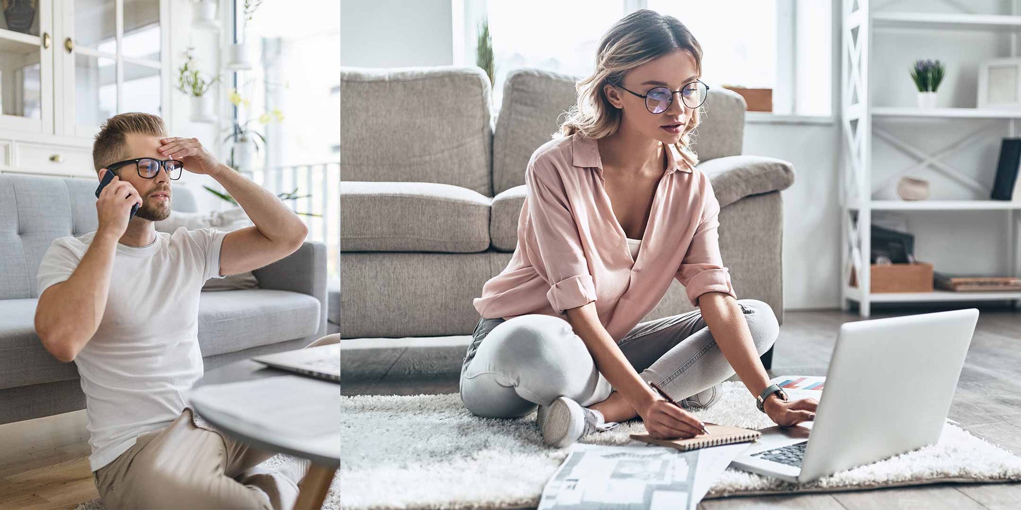Pros and Cons of Working from Home, Man and Woman Working from Home