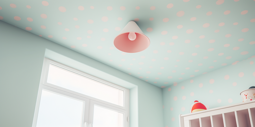 Blue Polka Dot Scandinavian Nursery Ceiling