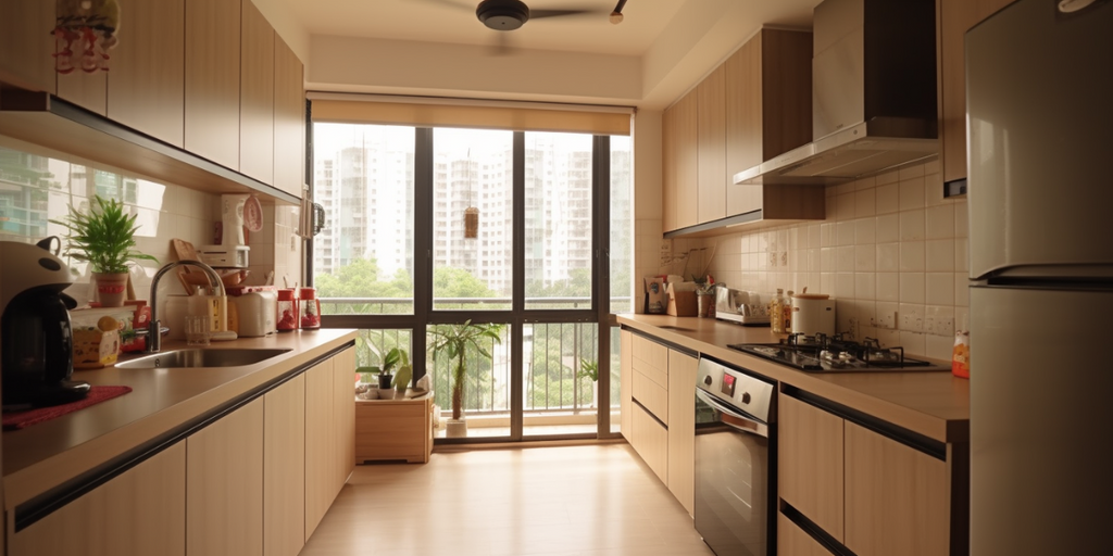 open concept kitchen wet and dry areas