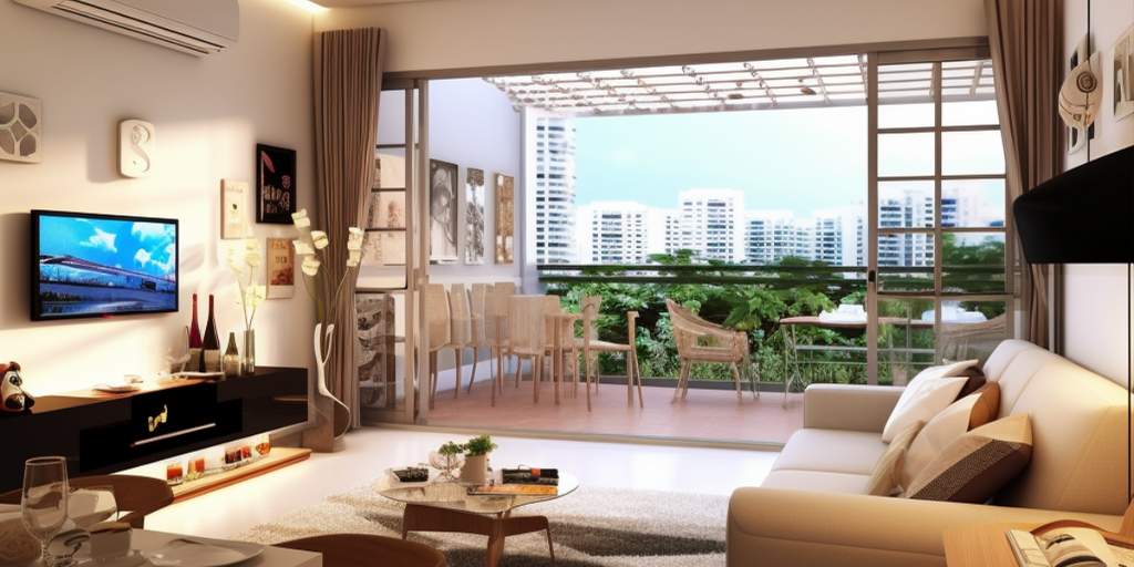 Something in the Rain inspired modern interior design for an HDB flat, featuring a cosy and romantic living room with modern furnishings and warm lighting