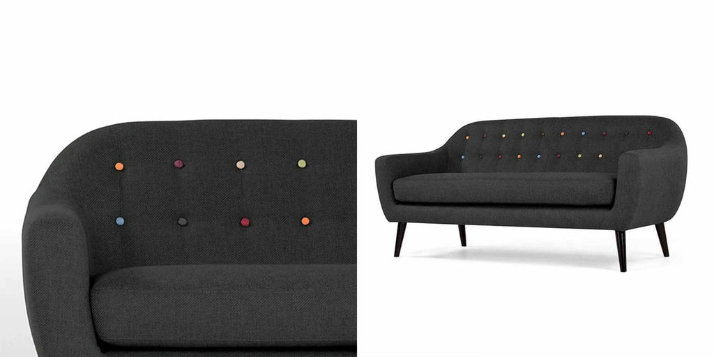 Tufted modern casual sofa  - Morris Dark Grey Fabric Sofa