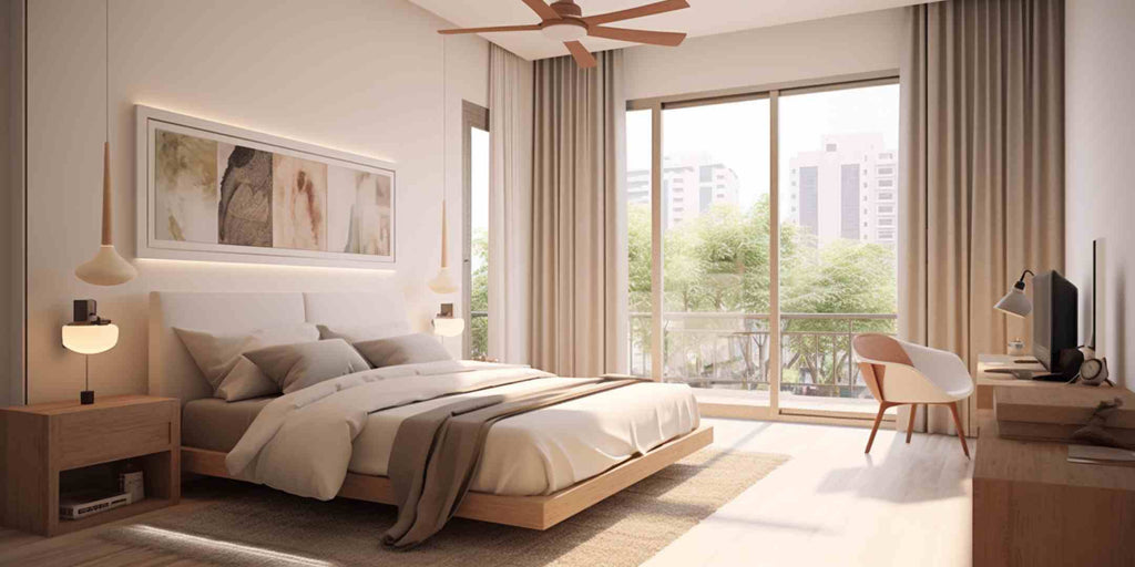 Small HDB Bedroom with Earthy Colours