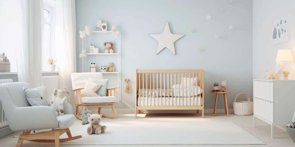 Blue Scandinavian nursery room