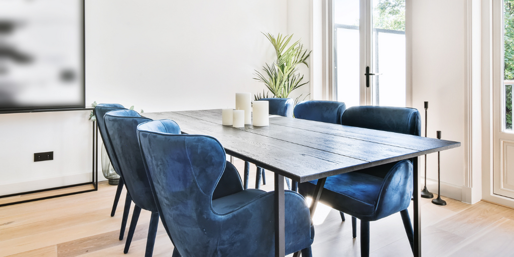 blue dining room interior design