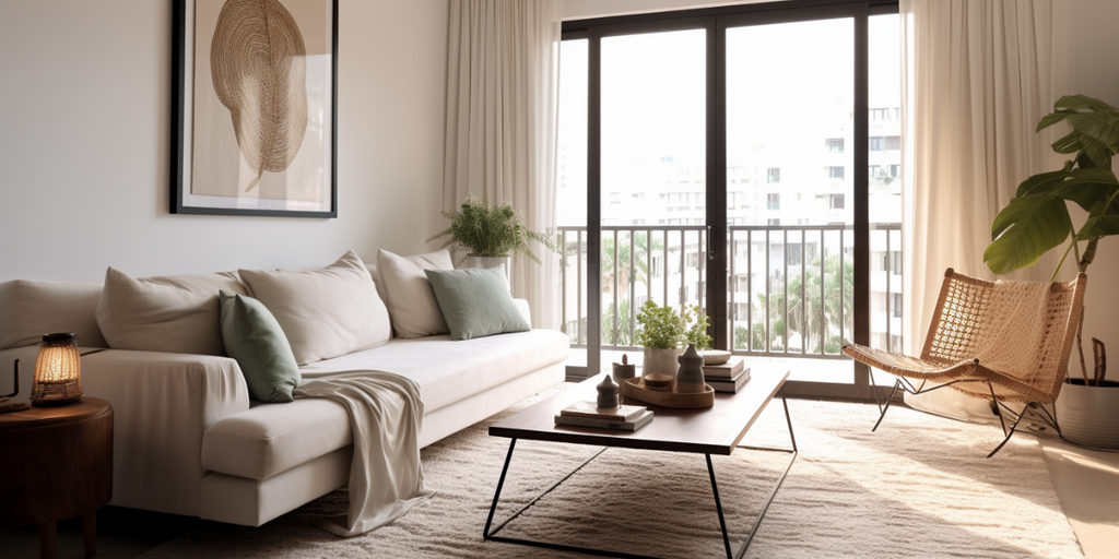 contemporary HDB living room with textured accents
