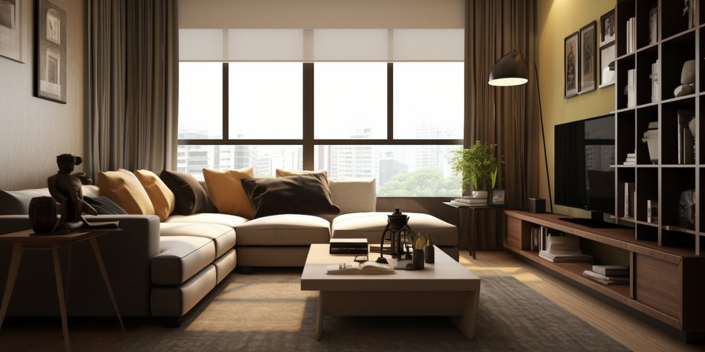 earthy-toned HDB living room