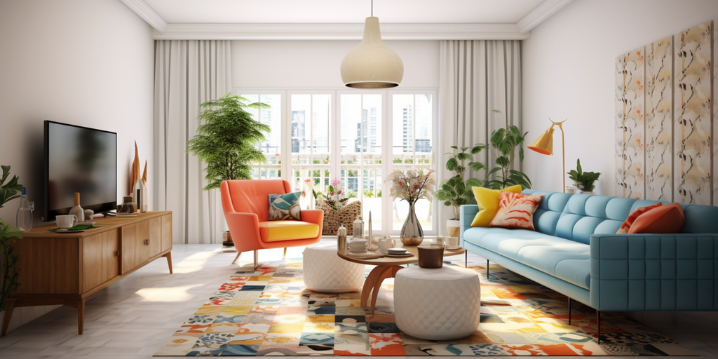 eclectic HDB living room with indoor plants