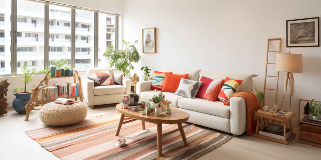 eclectic HDB living room curated decor
