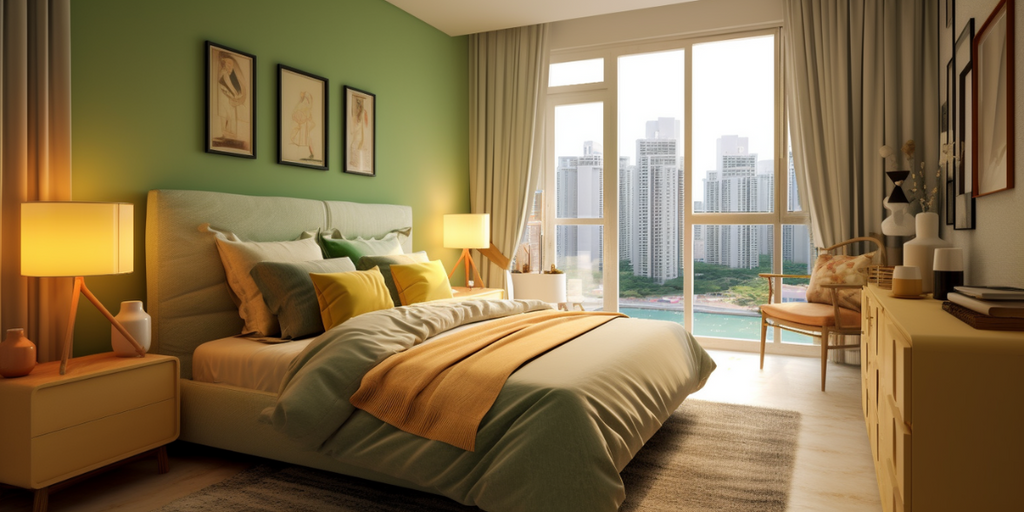 small HDB bedroom green colour scheme