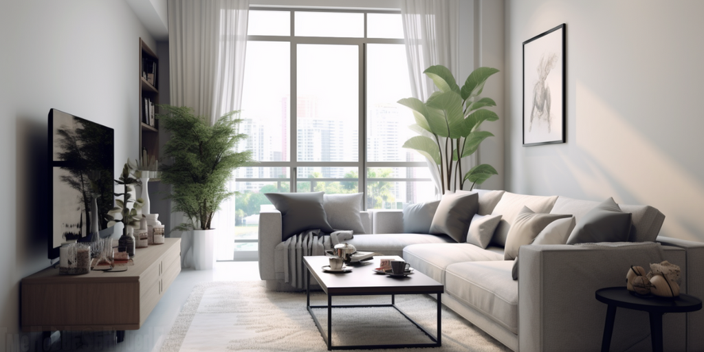 grey monochromatic HDB living room