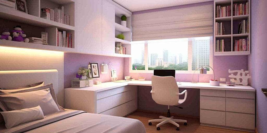 HDB bedroom study table with built-in storage