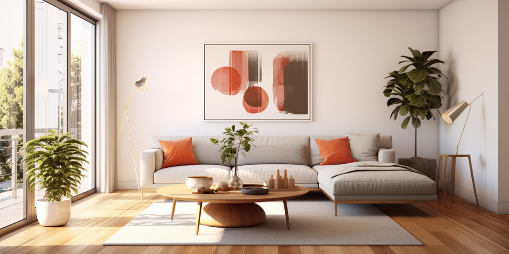 HDB living room with wooden flooring