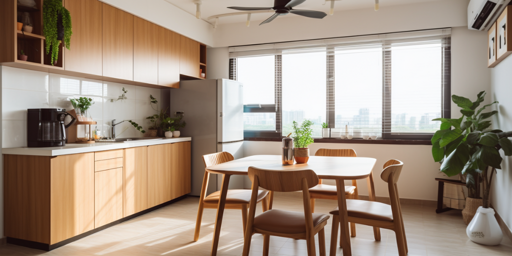 hdb kitchen with natural wood tones