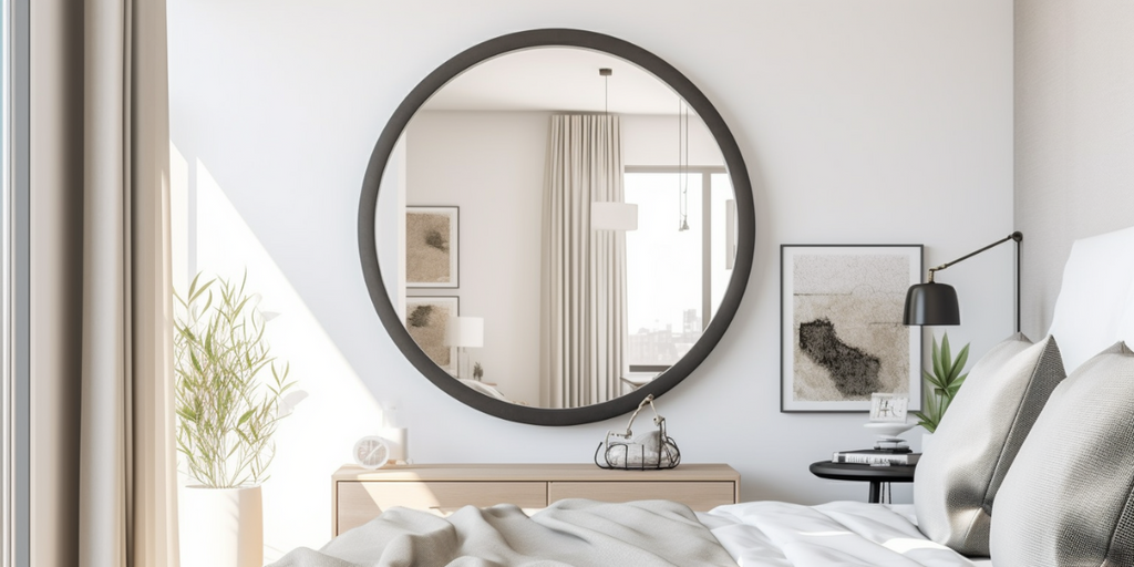 mirror on the bedroom wall