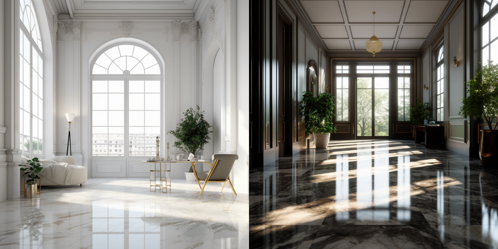 modern luxury HDB living room marble flooring