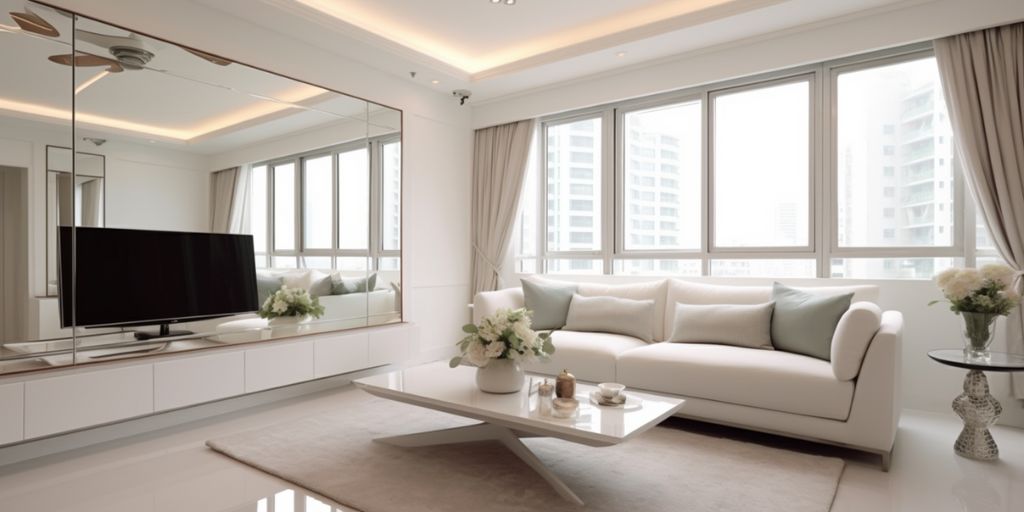 modern luxury HDB living room mirror