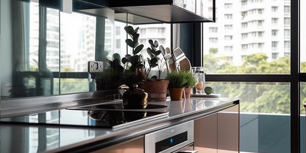 Spruce up your outdoor kitchen renovation interior featuring a modern minimalist countertop and a stylish Smeg oven, capturing a blend of functionality and chic design