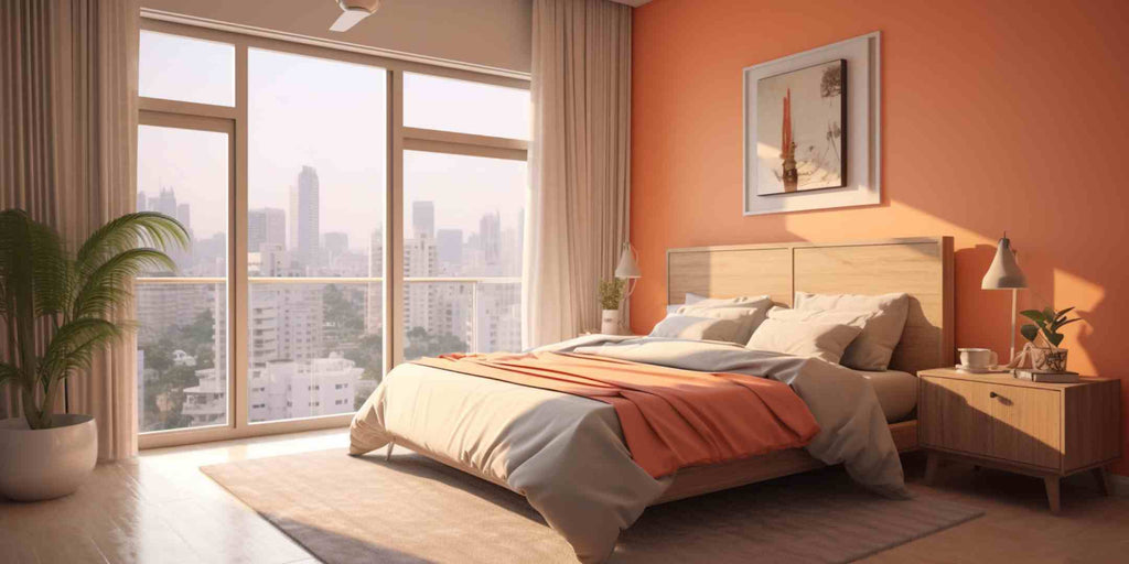 peach small HDB bedroom