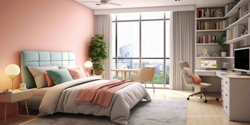 pink teal small HDB bedroom colour