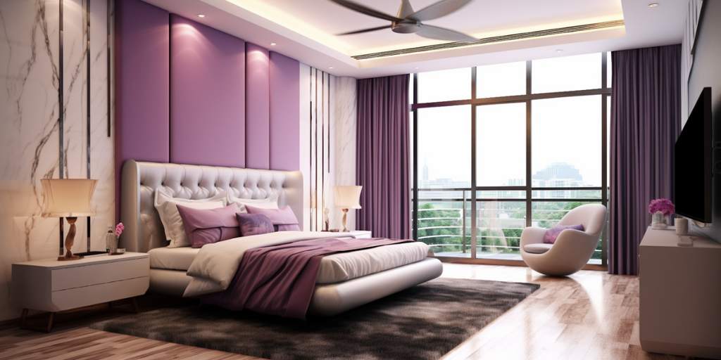 purple HDB bedroom