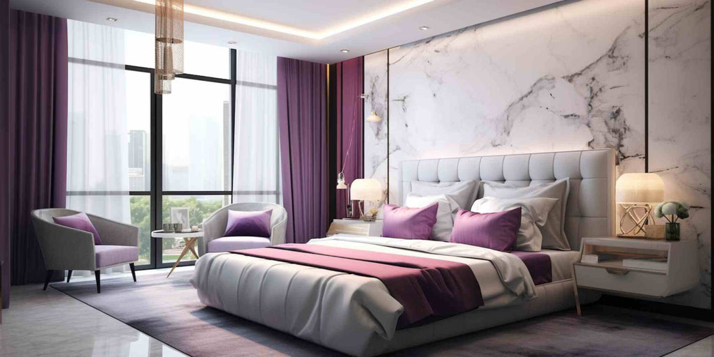 purple small HDB bedroom colour