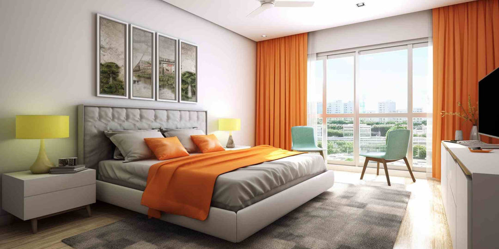 Vibrant Orange Small HDB Bedroom Colour