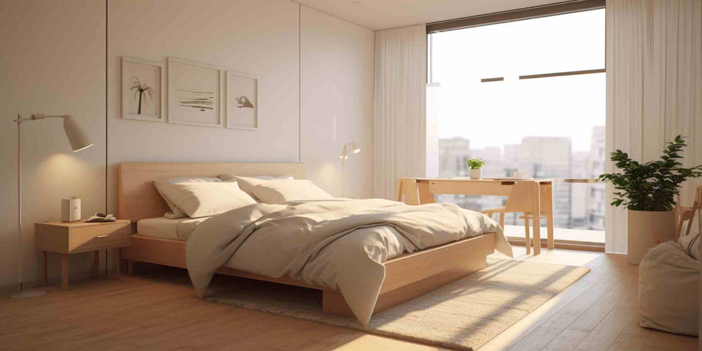 white and wood HDB bedroom colour