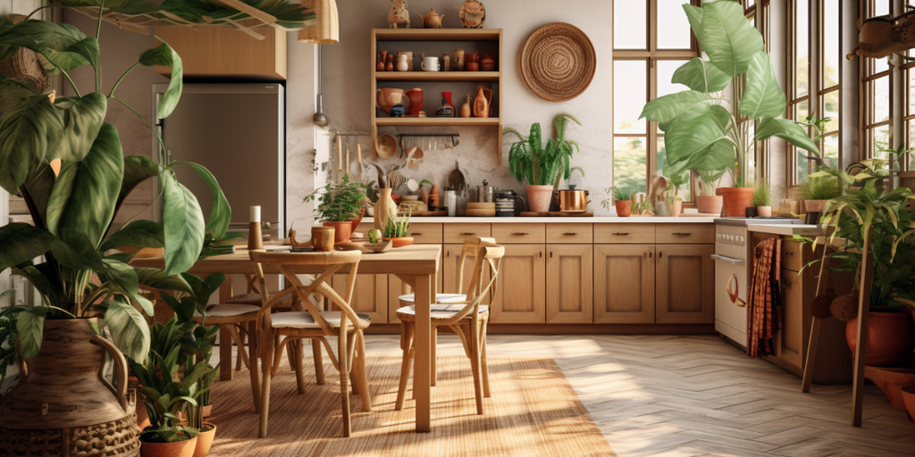 HDB kitchen with wooden furniture