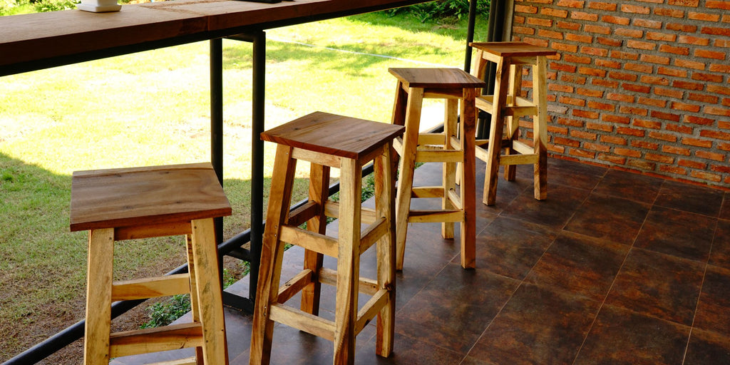 wooden outdoor bar stool