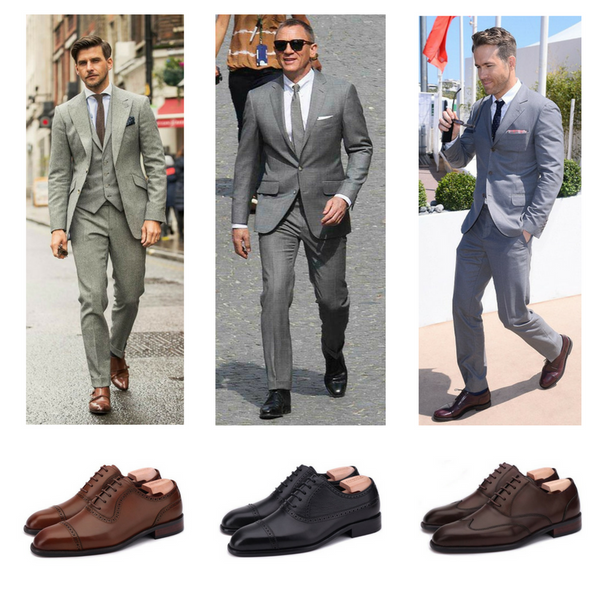 charcoal suit shoe color