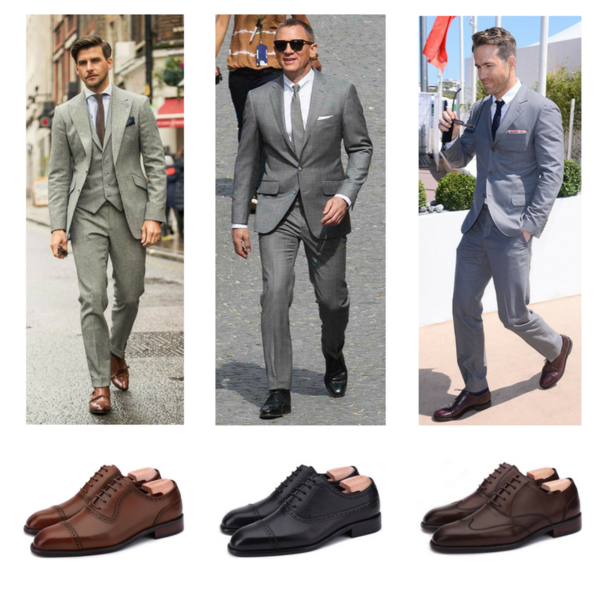 shoes to wear with light grey suit