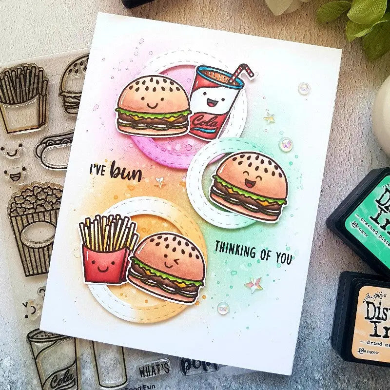 Sunny Studio Stamps Fast Food Fun 4x6 Photo-polymer Clear Stamp Set