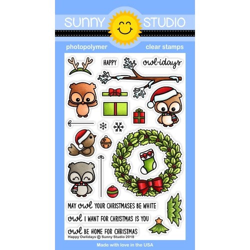 Sunny Studio - Happy Owlidays Stamps