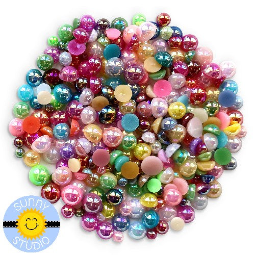 Sunny Studio Faux Rainbow Pearls 3mm to 6mm embellishment mix - Sunny  Studio Stamps