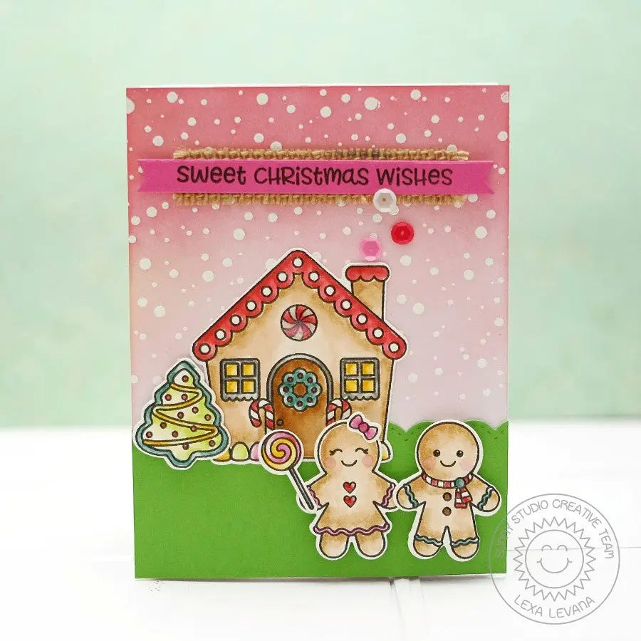 Sunny Studio Stamps Jolly Gingerbread Sweet Christmas Wishes Card