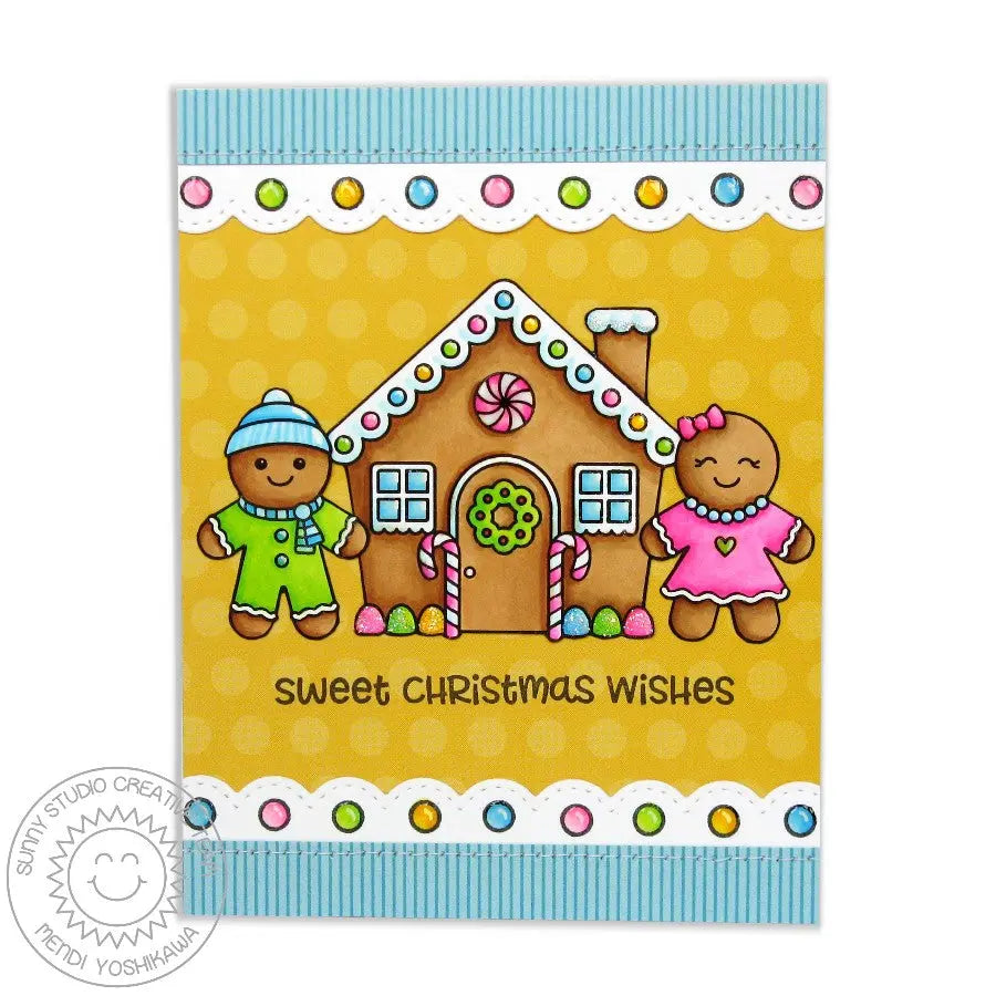 Sunny Studio Stamps Jolly Gingerbread House Bright & Happy Christmas Card