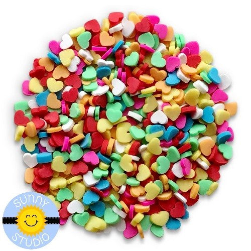 Sunny Studio Pink Iridescent Heart Confetti Embellishments - Sunny Studio  Stamps