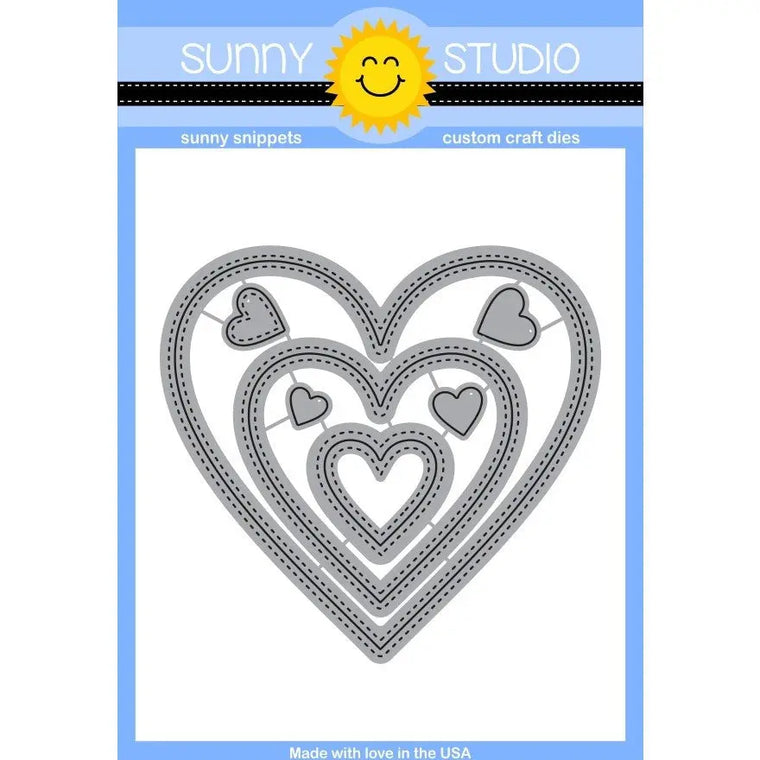 Sunny Studio Stamps Cascading Hearts 3x4 Photo-polymer Clear Stamp Set