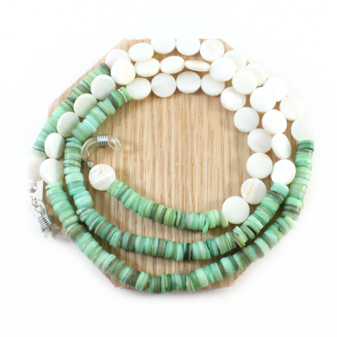green shell pearls eyewear chain