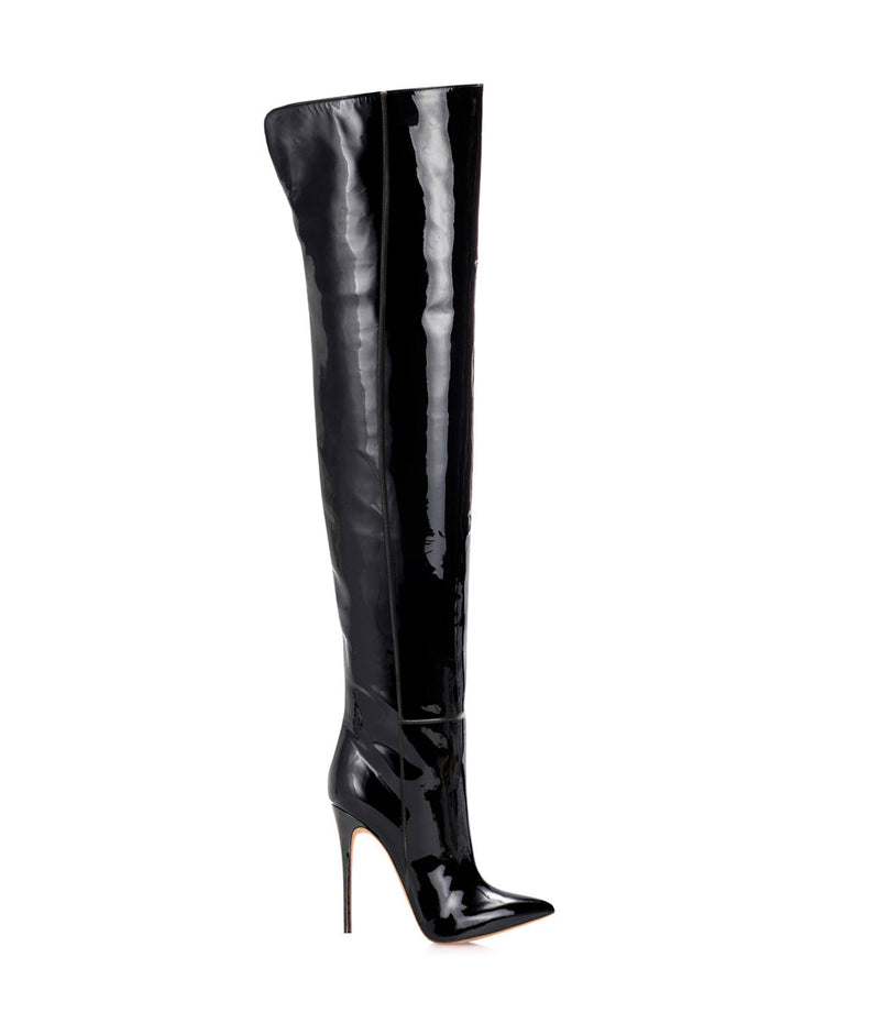 Duimas Black Patent · Charlotte Luxury Boots · Luxury High Heel Pointy ...