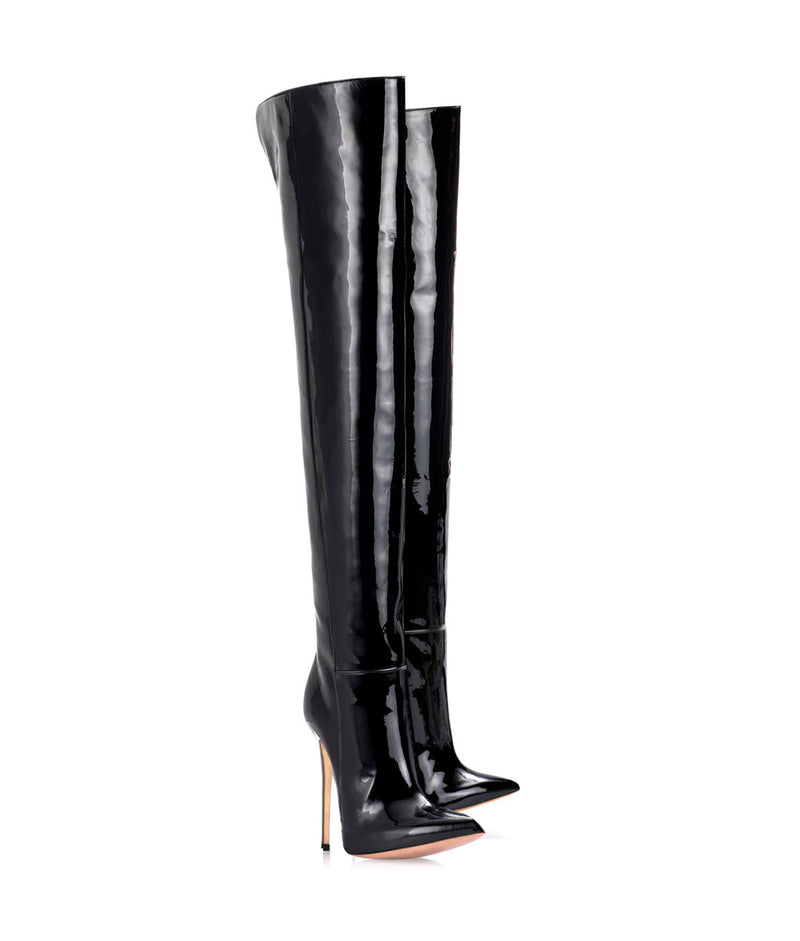 Duimas Black Patent · Charlotte Luxury Boots · Luxury High Heel Pointy ...