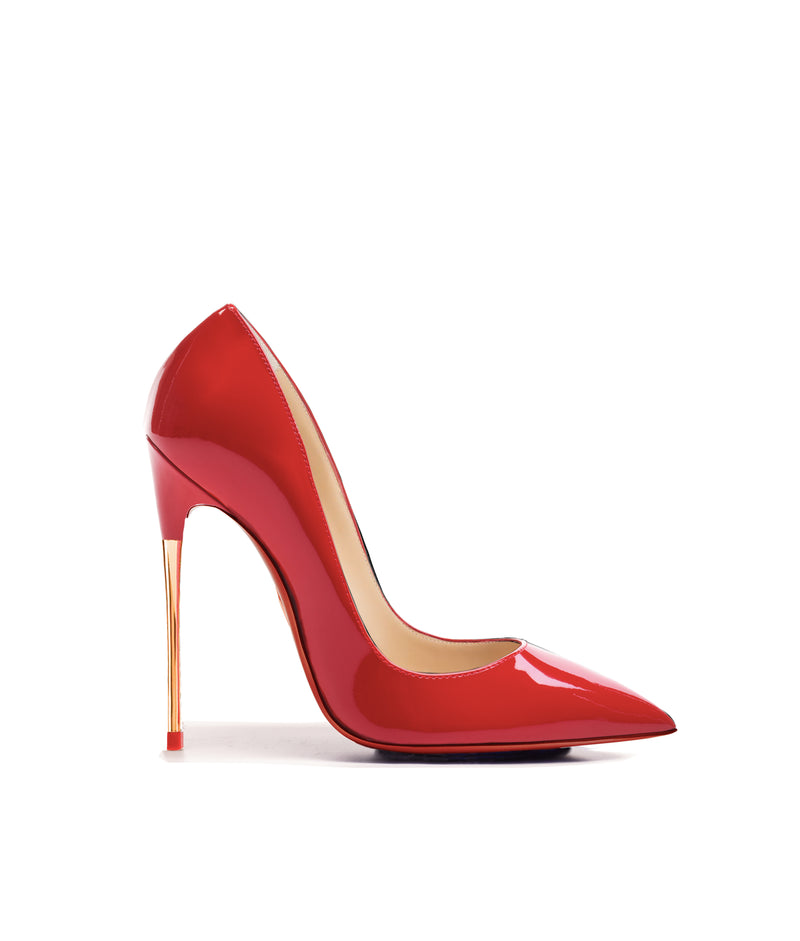 red patent high heel shoes