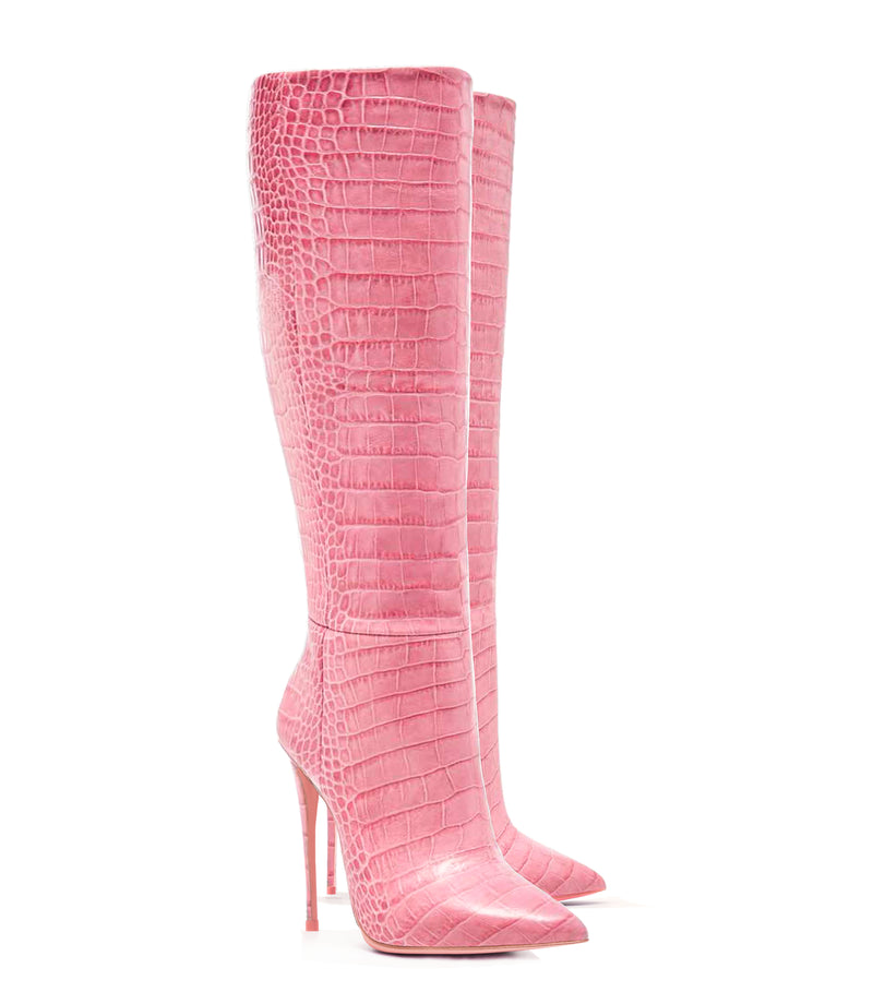 pink crocodile boots