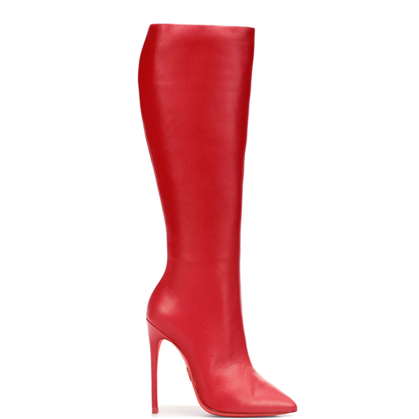 red high heel boots leather