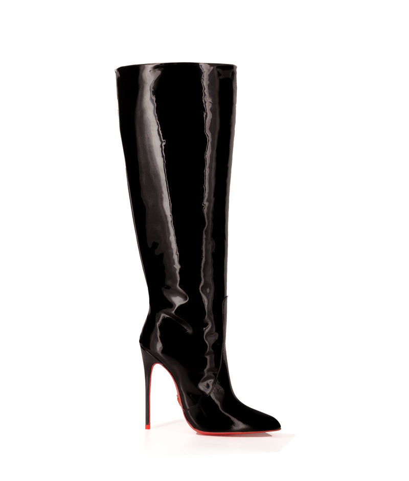 black patent heel boots