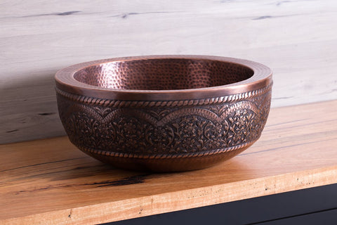 copper aztec wash bowl bowls sinks bathroom