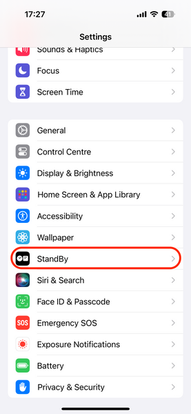 Access Standby Settings on iPhone 15 Pro