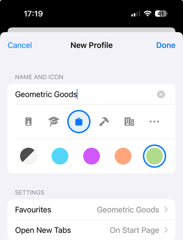 Creating a new Safari Profiles on iPhone and iPad